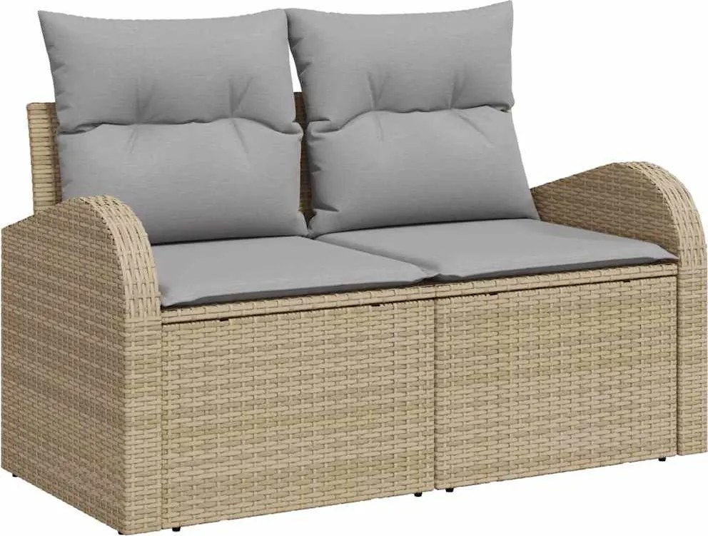 vidaXL Kerti Kanapé Szett párnával tárolóval 8 pcs Barna és szürke