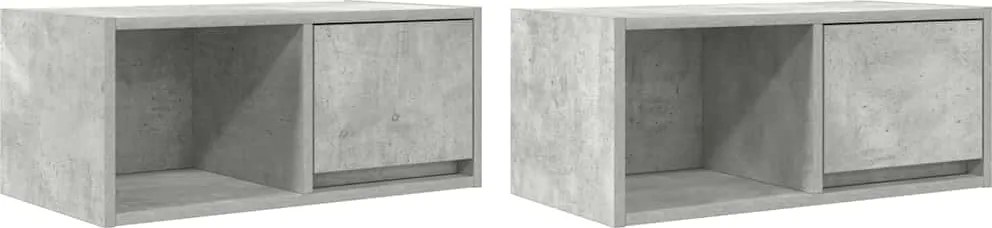 vidaXL 2 db betonszürke szerelt fa TV-szekrény 60x31x25,5 cm