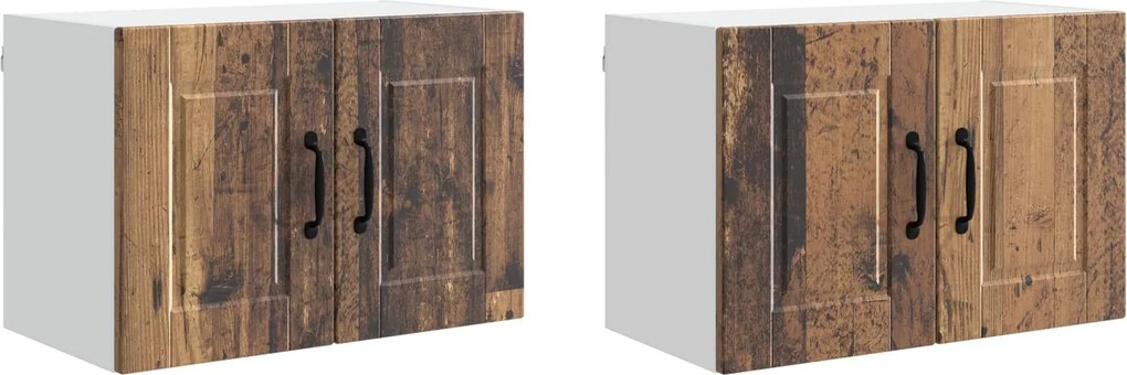 vidaXL Konyhaszekrény polcokkal 2 pcs Öreg fa 60 x 31 x 40 cm Faanyag