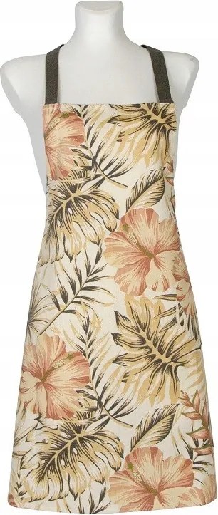 Pamut konyhai kötény 60x75cm virágokkal és levelekkel