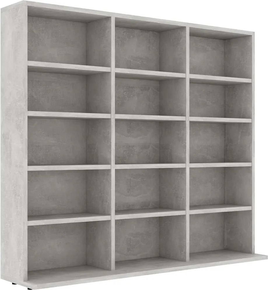 vidaXL betonszürke forgácslap CD-tartó szekrény 100 x 23 x 89,5 cm