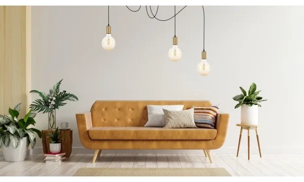 Csillár zsinóron MIROS 3xE27/60W/230V pók fekete/arany