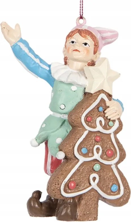 Színes manó karácsonyi dísz mézeskalács karácsonyfával I Niom 11 cm