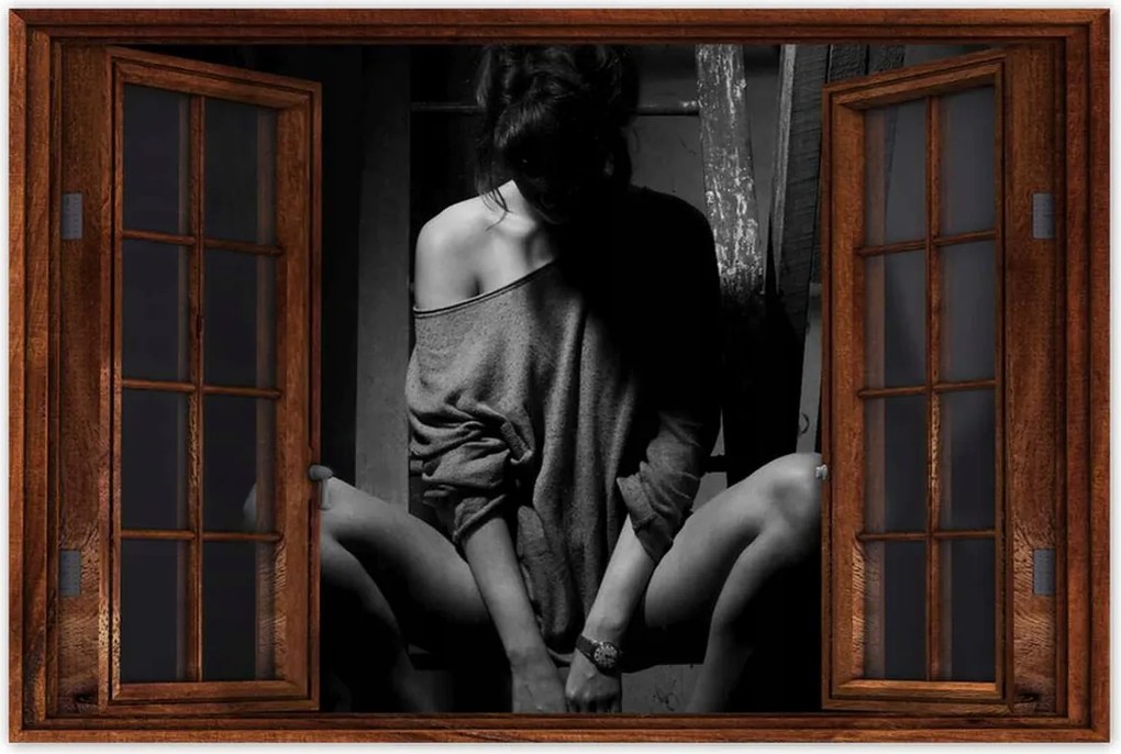 Poszterek 60x40 Fekete-fehér csajos kép