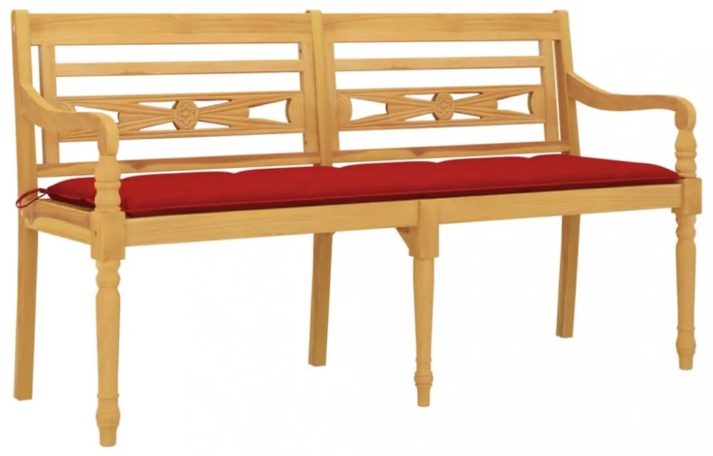 tömör tíkfa Batavia pad piros párnával 150 cm