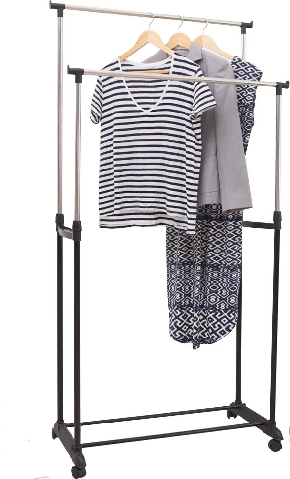 Kétsoros mozgatható akasztó polccal, fekete/ezüst, SVAN