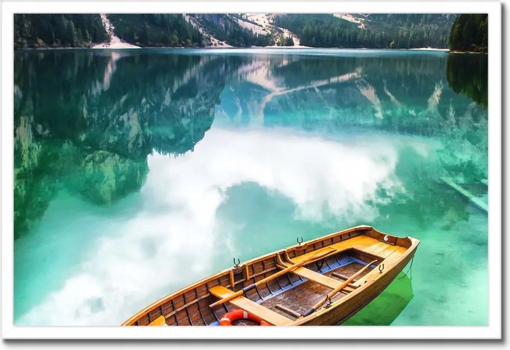 Poszterek keretben 60x40 Csónak a hegyi tavon