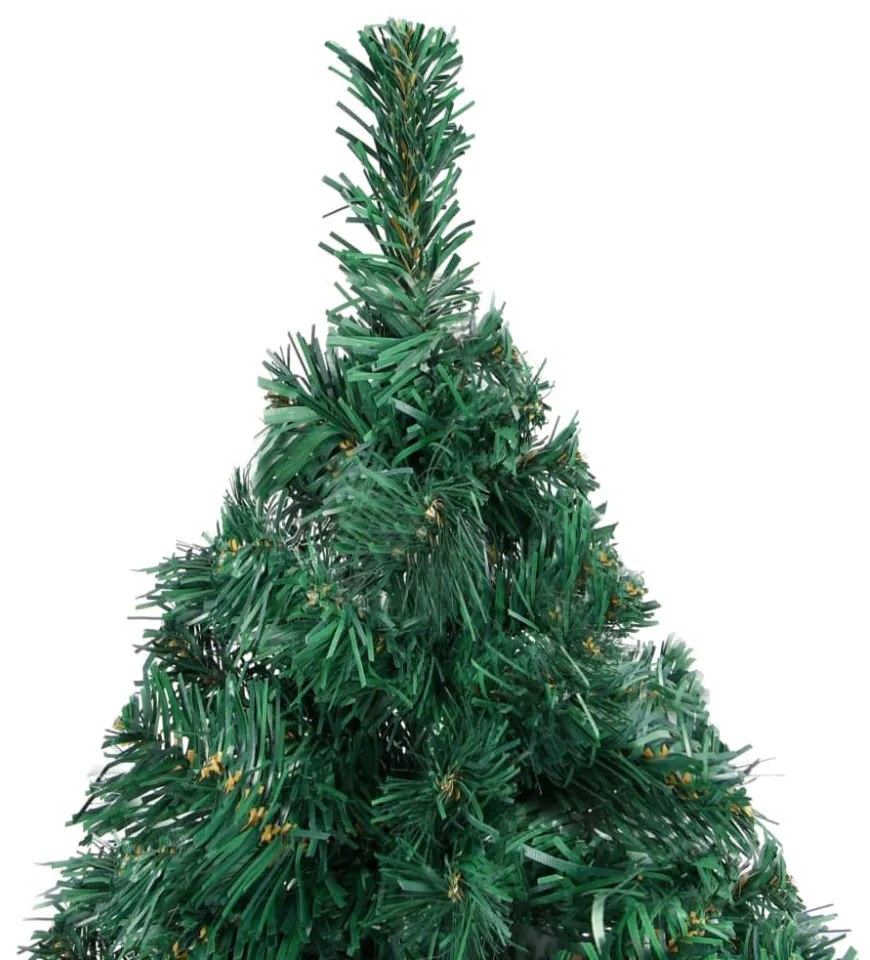 zöld megvilágított műkarácsonyfa gömb szettel 240 cm