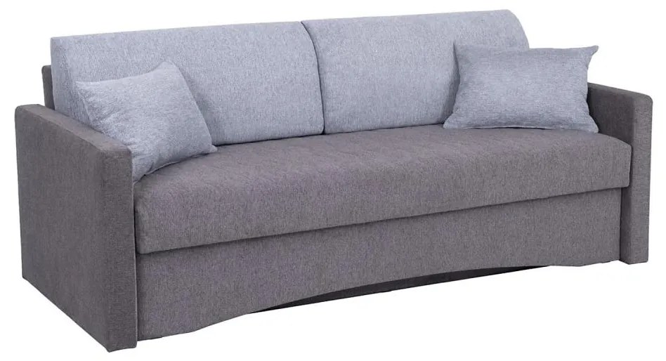 PAUL kárpitozott, háromszemélyes, kihúzható kanapé mindennapi alváshoz, karfás, szürke