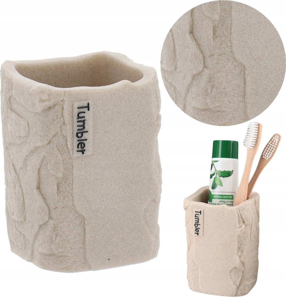Fürdőszobai Bögre Fogkefe Rendező Paszta kozmetikai tartály bézs