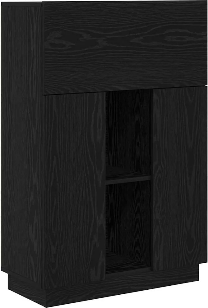 vidaXL Asztal polcokkal Fekete tölgy 71.5 x 31.5 x 106.5 cm Faanyag