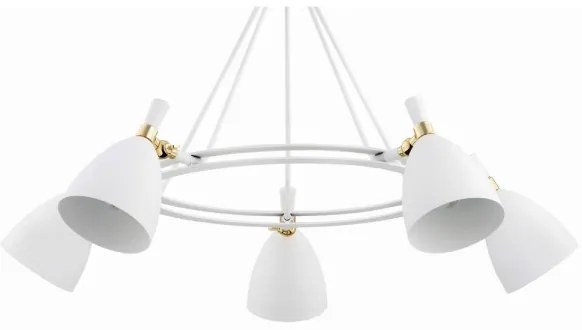 Argon 2117 - Csillár rúdon CHARLOTTE 5xE27/15W/230V fehér/arany