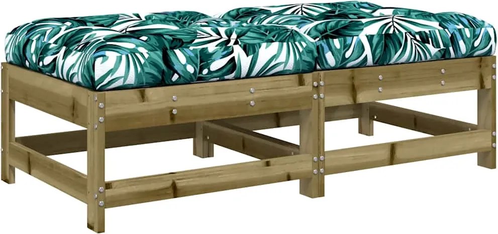 vidaXL 2 db impregnált fenyőfa kerti lábzsámoly párnával