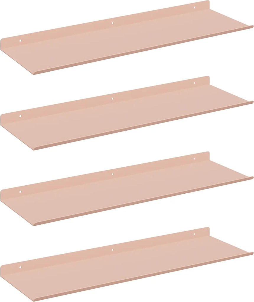 vidaXL Lebegő polc 4 pcs Rózsaszín 60 x 18 x 2,5 cm Acél