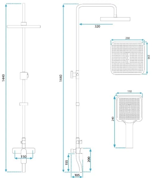 REA-P7841 - ARGUS zuhanyszett csapteleppel, szálcsiszolt arany
