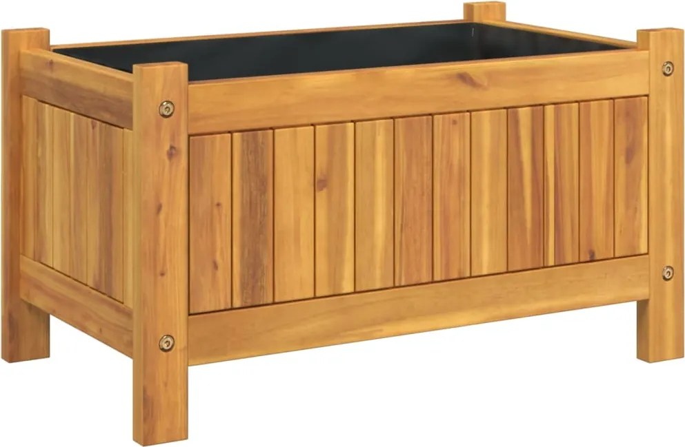 vidaXL tömör akácfa kerti virágtartó béléssel 54 x 31 x 30 cm