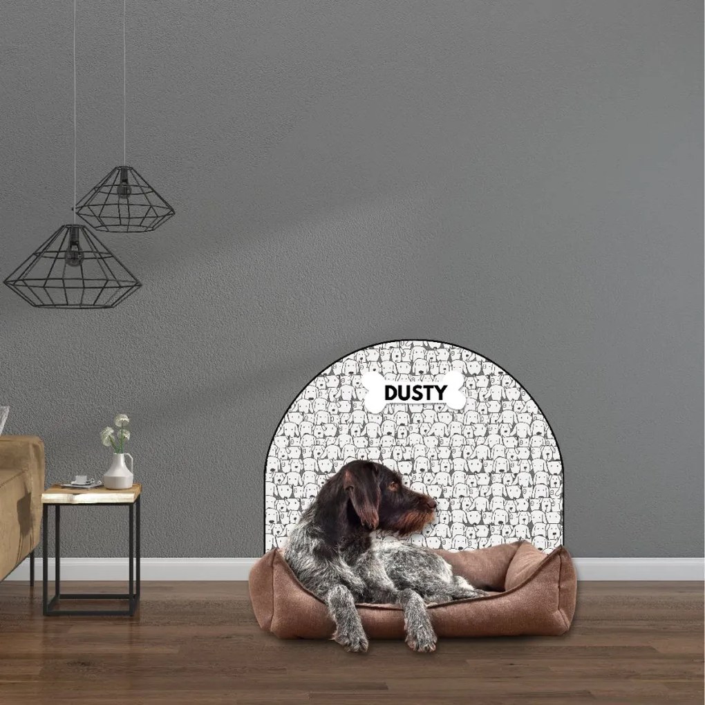 PIPPER. Védő textil falmatrica – Ív – Kutyák Méret: 83x60cm, Indíték: névvel