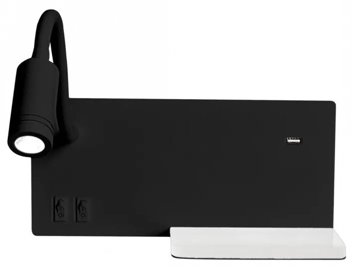 Milagro LED Fali lámpa SHELF 1xLED/4W+1xLED/5W+1xLED/2W/230V fekete MI1235
