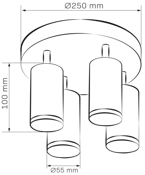 LED RGBW dimmelhető fürdőszobai spotlámpa TURYN 4xGU10/4,8W/230V IP44 fekete