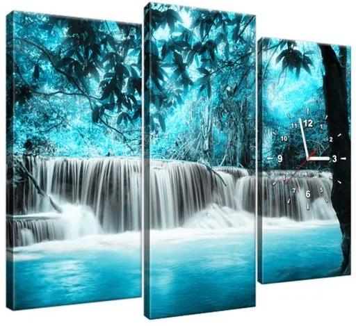 Órás falikép Vízesés a kék dzsungelben 90x70cm ZP2551A_3C