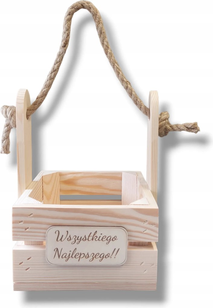 Fa kaspó natúr rusztikus virágtartó alap gravírozással18x18x25 cm