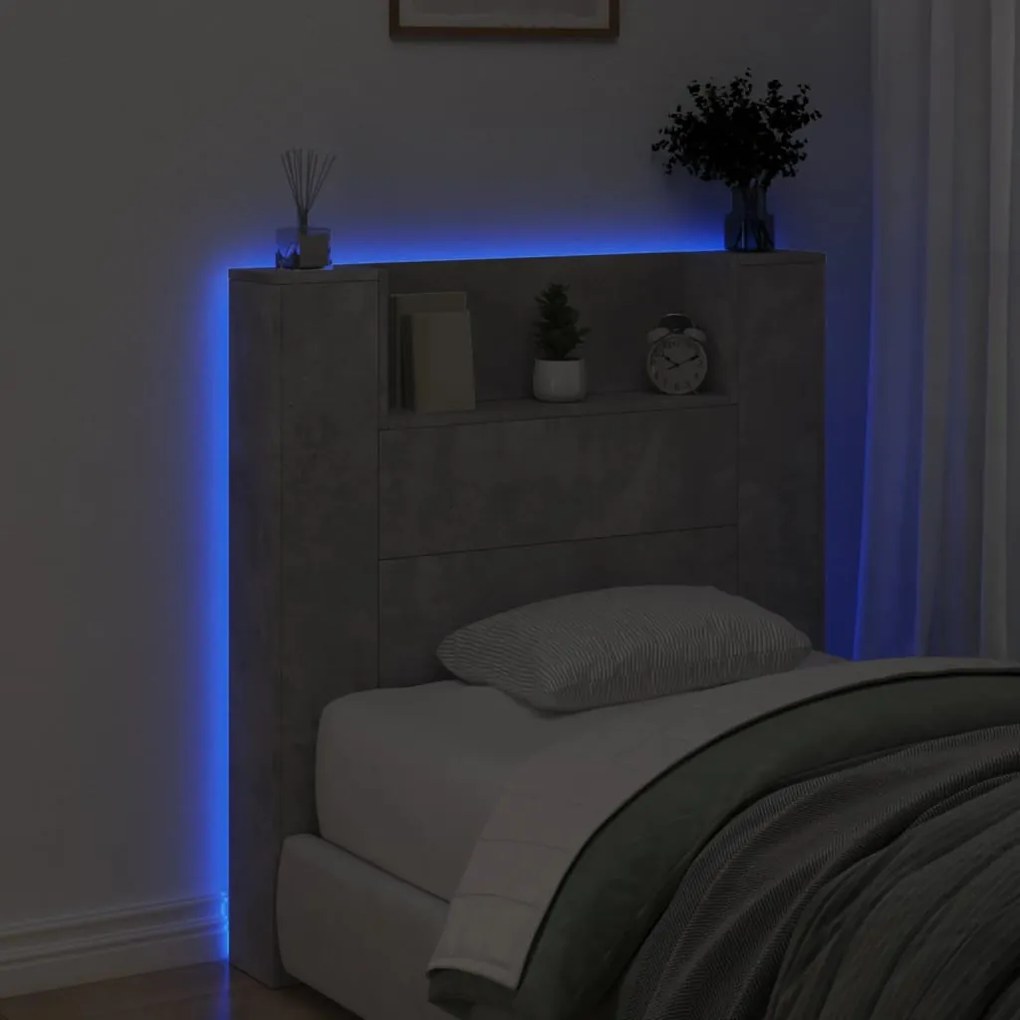betonszürke áthidalószekrény LED-világítással 100x16,5x103,5 cm