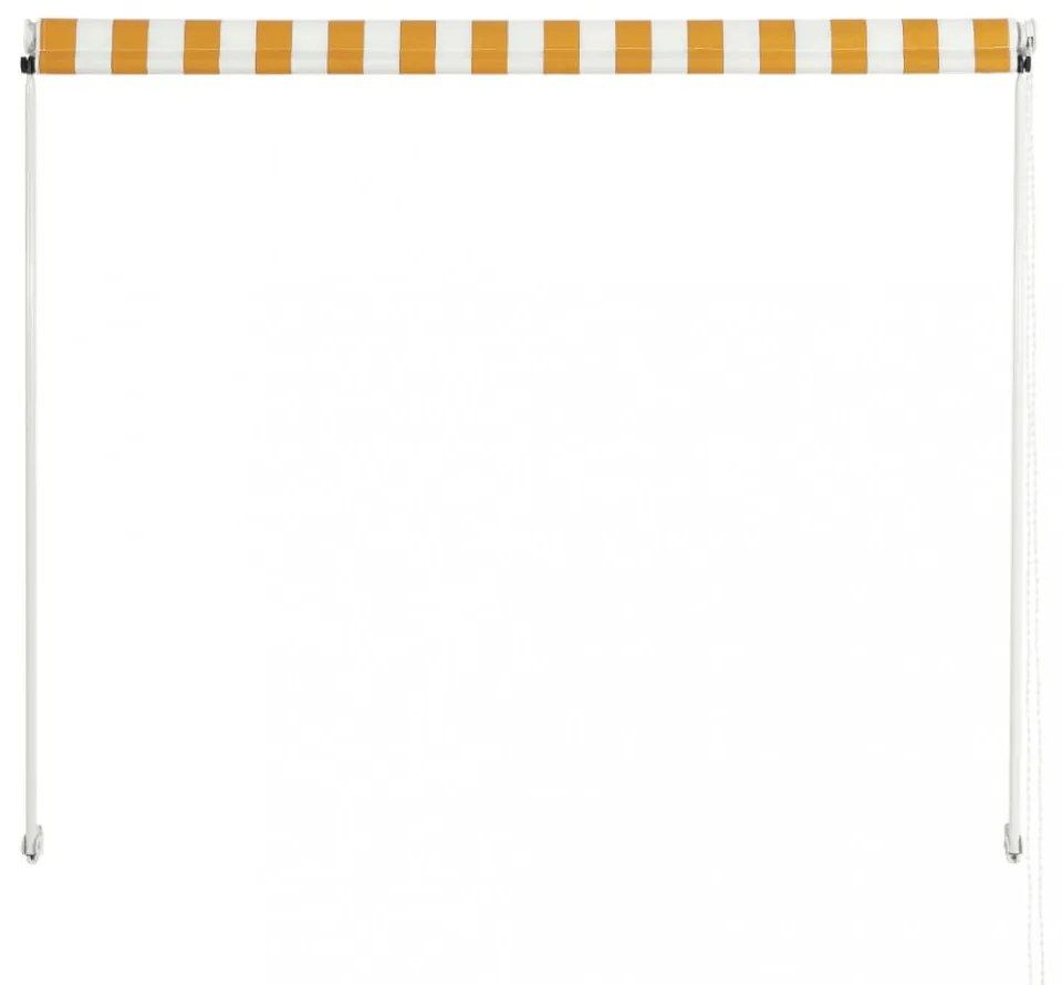 feltekerhető sárga és fehér napellenző 150 x 150 cm