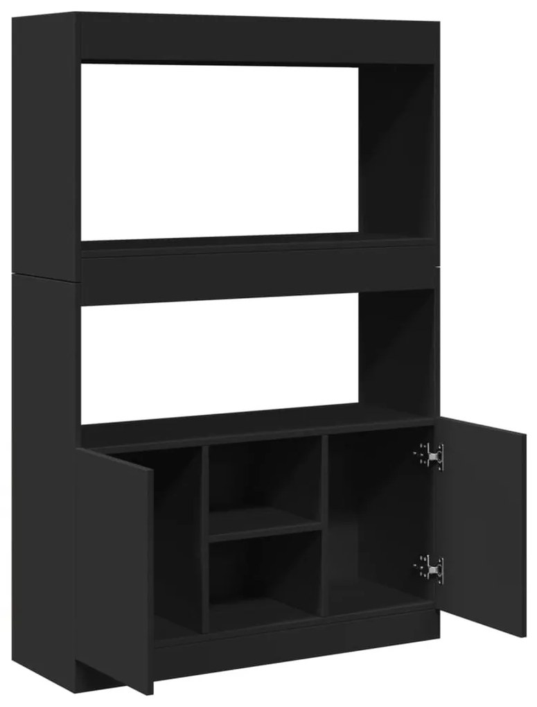 fekete szerelt fa magasszekrény 92 x 33 x 140 cm