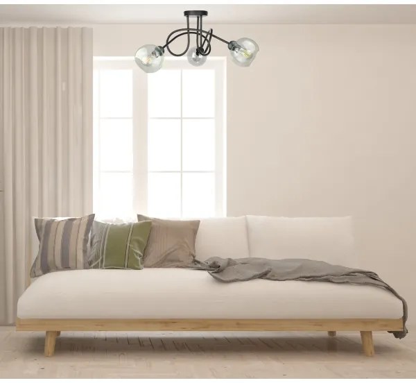 Felületre szerelhető csillár EVIE 3xE27/60W/230V fekete/átlátszó