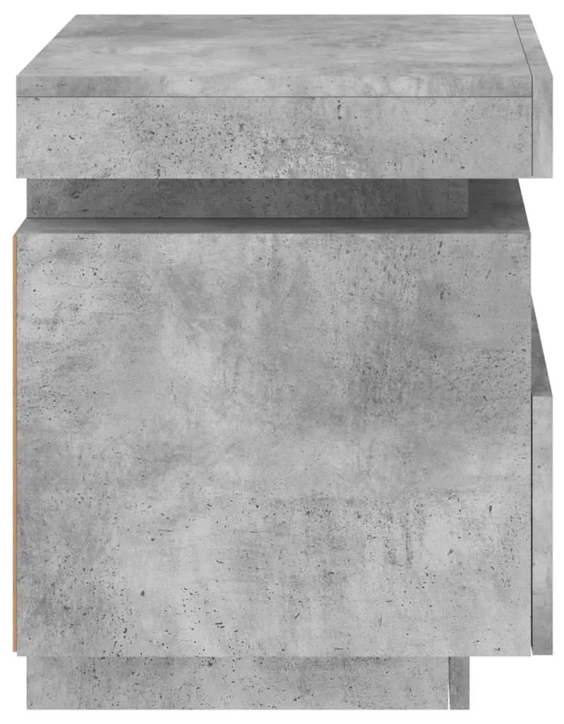 2 db betonszürke éjjeliszekrény LED-fényekkel 40x39x48,5 cm