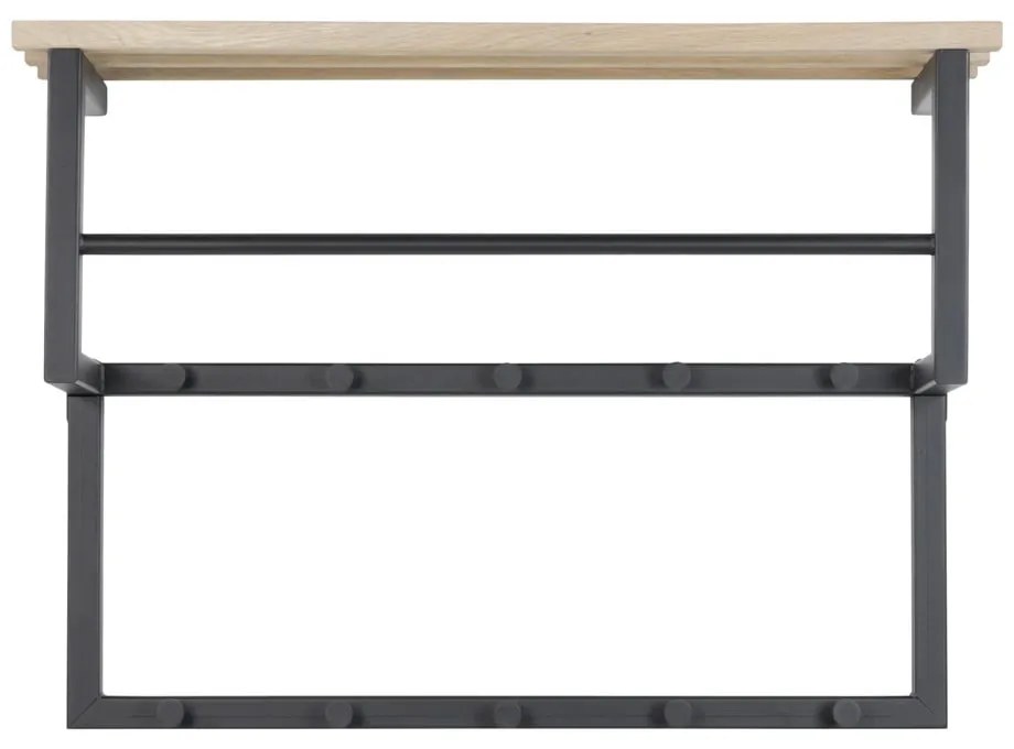 Fekete-natúr színű fém fali fogas polccal 71 cm Rizzoli – Spinder Design