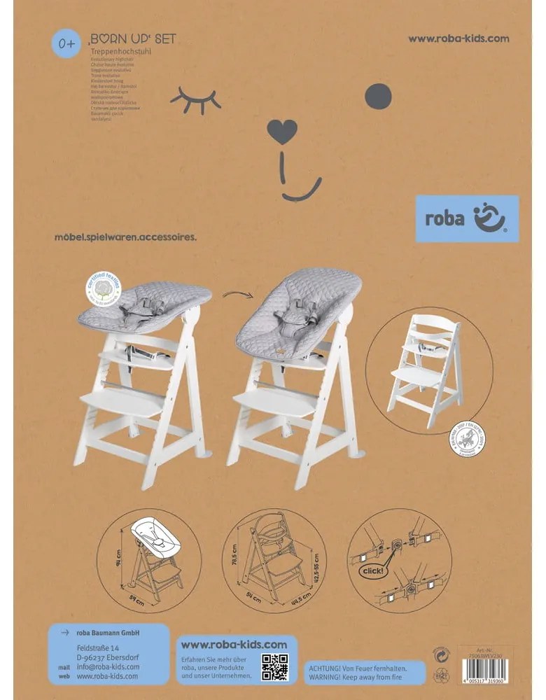 Fehér etetőszék Grow-Along – Roba
