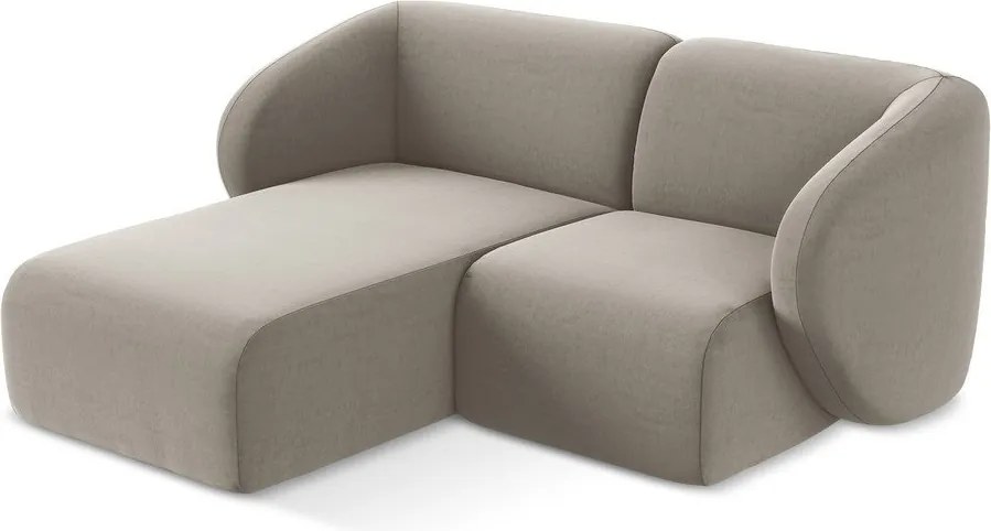 Világosbarna bársony sarokkanapé (bal oldali-heverő résszel) Lani – Makamii