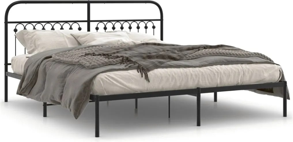 vidaXL fekete fém ágykeret fejtámlával 183 x 213 cm