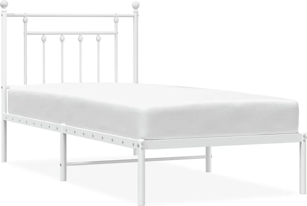 vidaXL fehér fém ágykeret fejtámlával 90x200 cm
