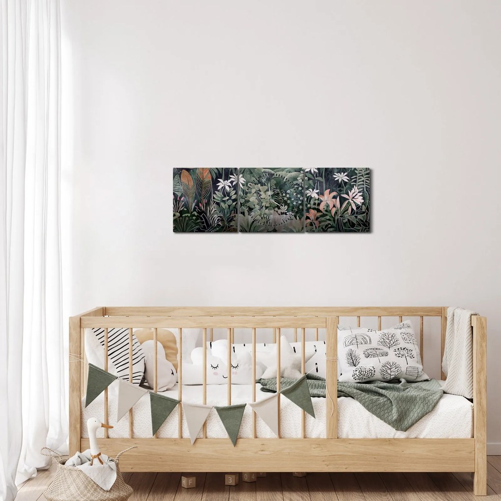 Kép - Festett dzsungel minta (órával) (90x30 cm)