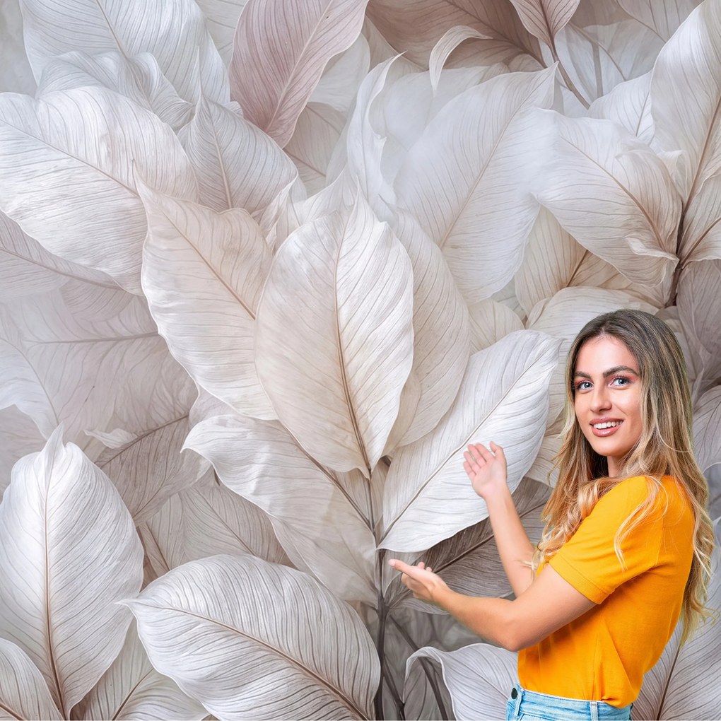 Fotótapéta Nappali Hálószoba Levelek Absztrakt Arany Bézs 392x280 LAZB04W