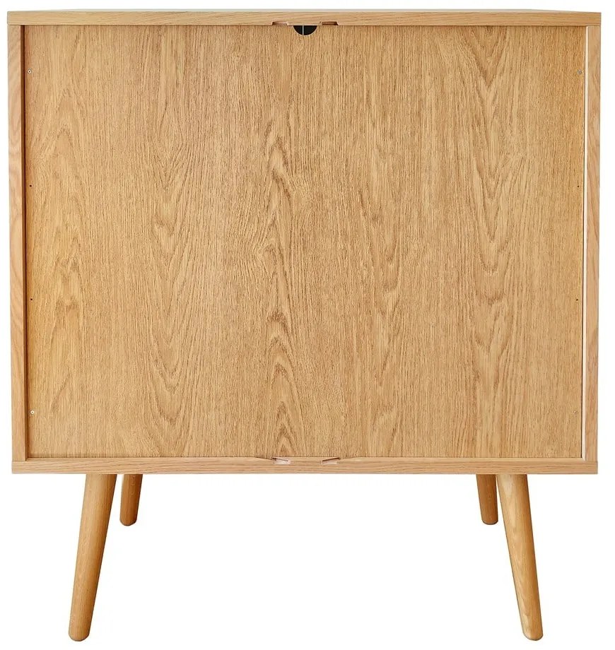 Natúr színű magas komód tolóajtóval, tölgyfa dekorral 83x95 cm Rove – Woodman