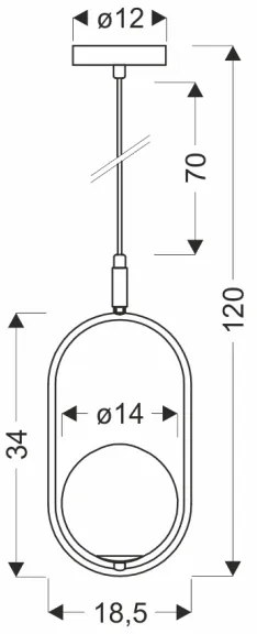 Csillár zsinóron CORDEL 1xG9/28W/230V fekete/füstös fekete