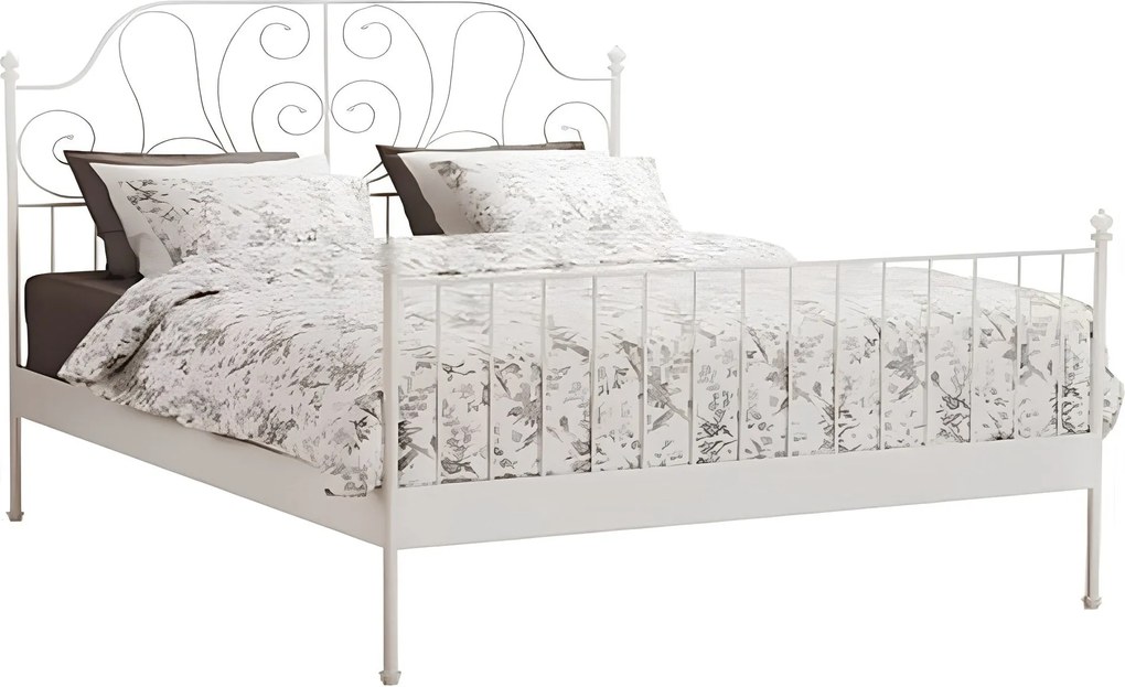 Fém ágy lécezett ráccsal, fém (fehér), 140x200, BEHEMOTH