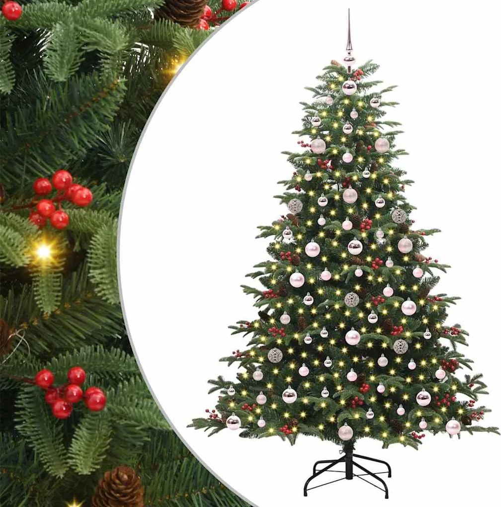 vidaXL Mű karácsonyfa 300 LED-del Zöld 180 cm PVC és Fém és Műanyag