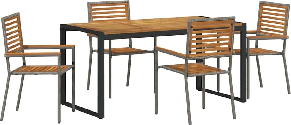 vidaXL Kert étkező szett 5 pcs Szürke és Barna polirattan