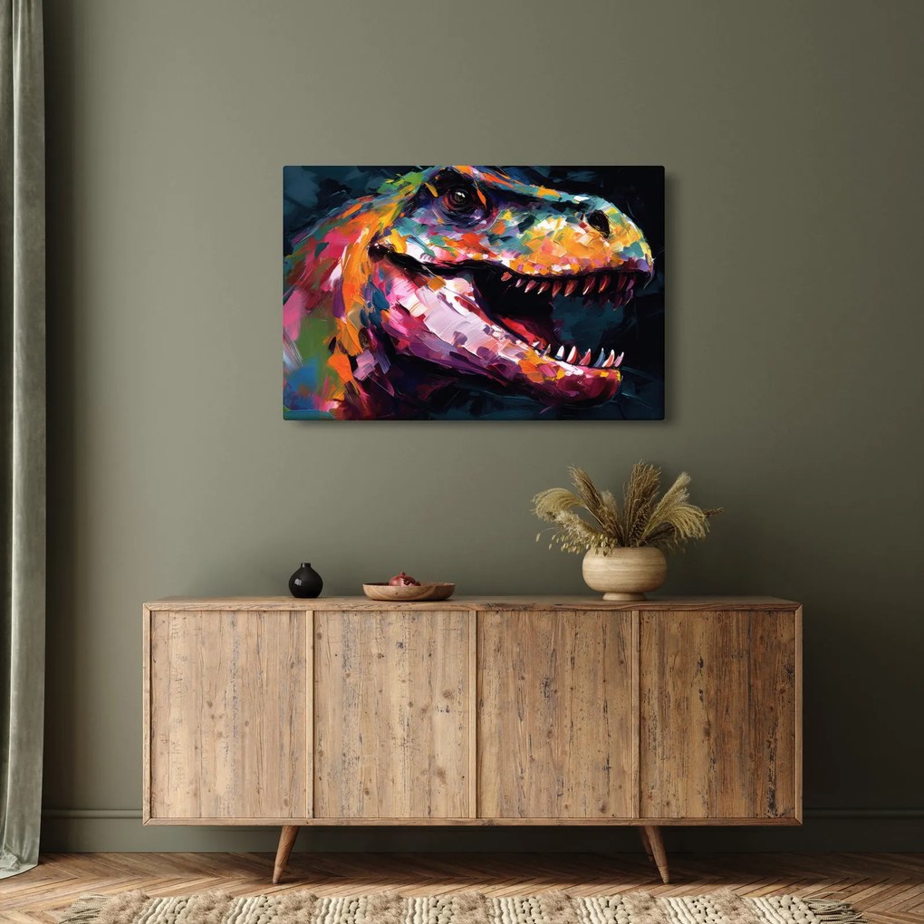 Kép - Dinoszaurusz, festészet (90x60 cm)