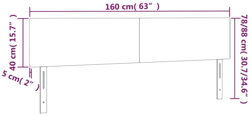 fekete szövet LED-es fejtámla 160x5x78/88 cm