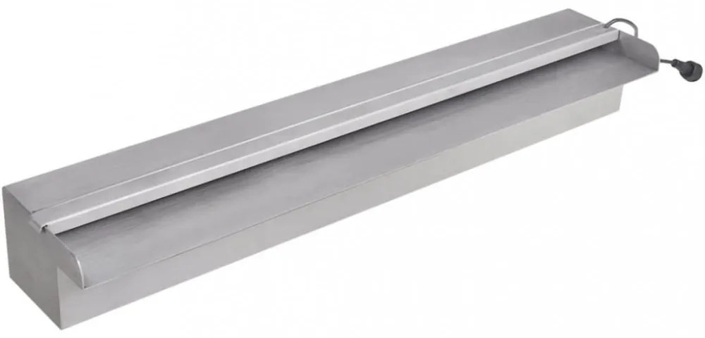 Négyszögletes rozsdamentes acél medence szökőkút LED fényekkel 60 cm