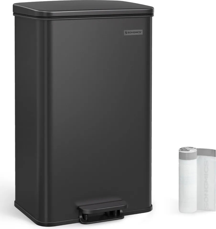 Pedálos szemeteskuka 40L, fekete, 15 szemeteszsákkal
