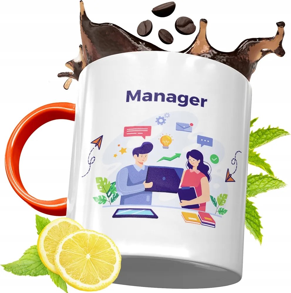 Narancssárga Bögre Menedzsernek Ajándék fényképes nyomtatással