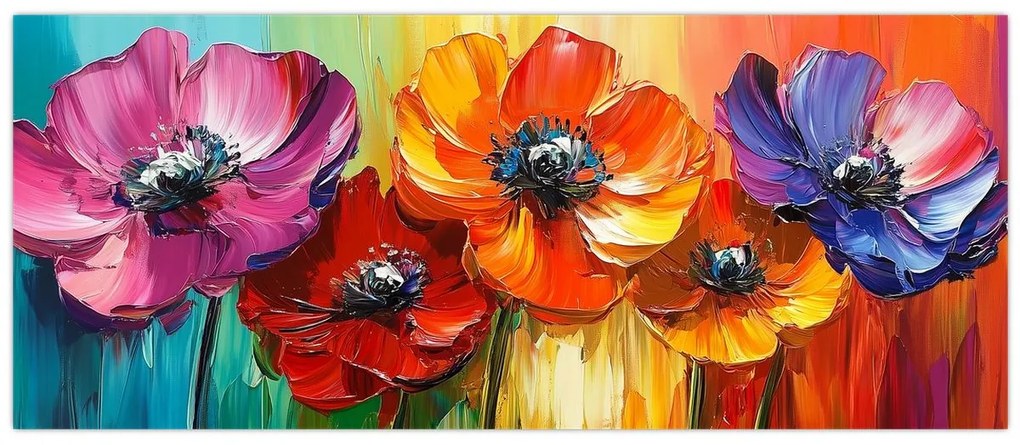 Kép - Öt színes virág (120x50 cm)