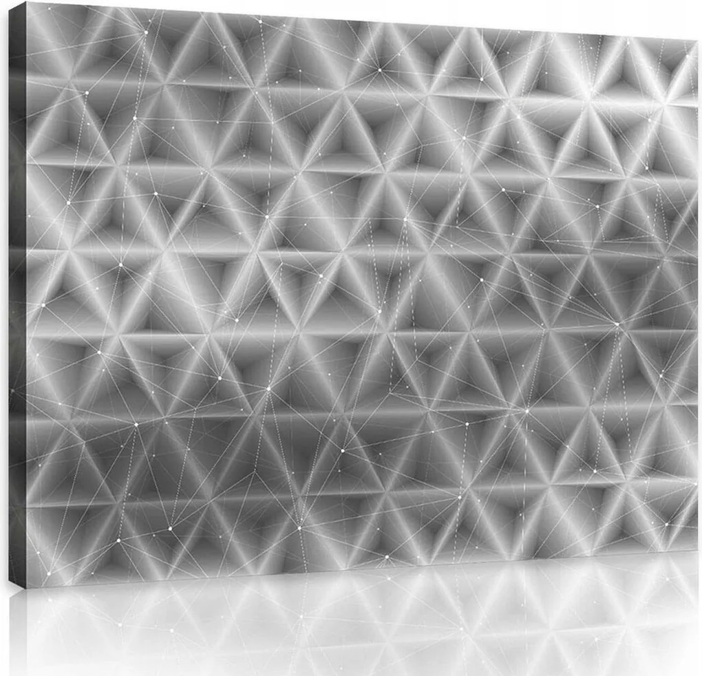 Vászonkép 80x60 Háromszögek absztrakt geometria háló szerkezet mono króm