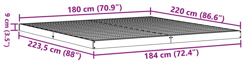 Ágykeret 160x210 cm Tömör Fenyőfa